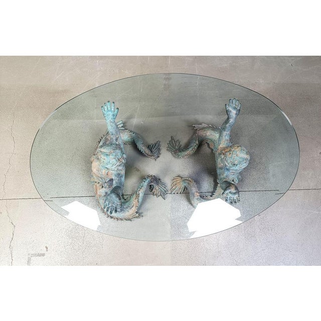 Vintage Bronze Putti Mermen Coffee Table, 1960s For Sale - Image 3 of 13