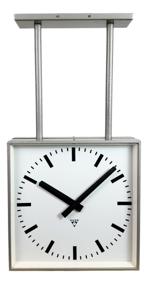 Large Industrial Double-Sided Factory Clock from Pragotron, 1970s