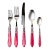 VIETRI Aladdin Brilliant Flatware Raspberry Five-Piece Place Setting For Sale