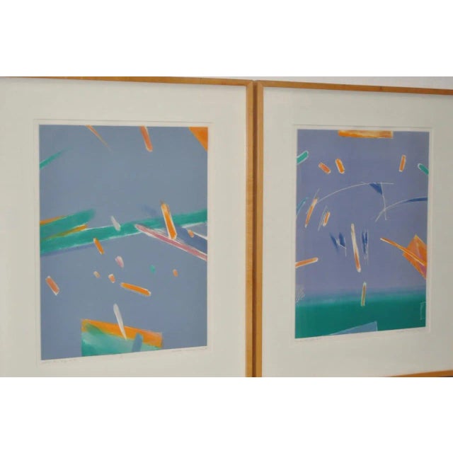 Mireille MORENCY-LAY (Canadian b.1943) Pair bright and colorful monotypes by listed artist MORENCY-LAY. Each is signed,...