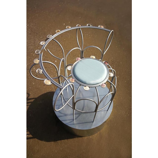 Armchair with the Shells in Metal and Aluminum by Touch with Eyes For Sale - Image 4 of 8
