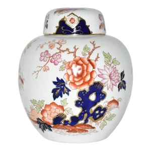 Vintage 1960's Large Wedgwood Bone China Ginger Jar With Floral Motif Made in England