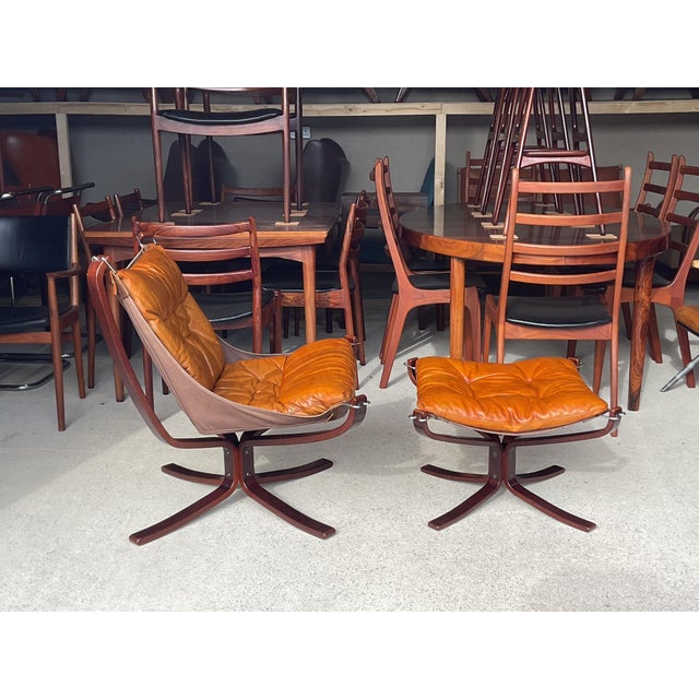 Falcon Chair and Ottoman in Tan Leather by Sigurd Ressell for Vatne Mobel, Set of 2 For Sale - Image 17 of 17