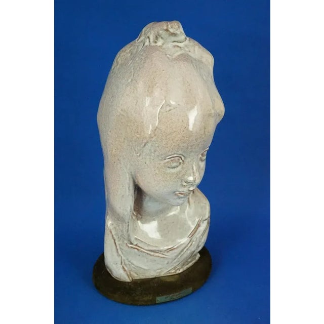 20th Century Majolica Bust of a Girl by Pietro Melandri for Matteucci, Italy For Sale - Image 18 of 18