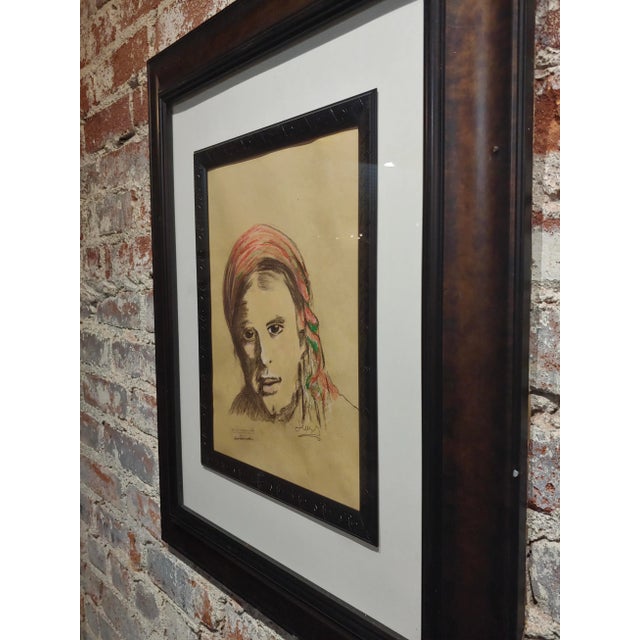 Leon Wyczólkowski -Portrait of a Woman in a Red Headscarf-Pastel Drawing on Paper For Sale In Los Angeles - Image 6 of 10