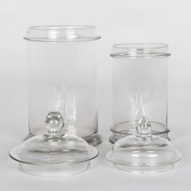 Glass French Mid-Century Modern Glass Apothecary Jars, Set of 2 For Sale - Image 7 of 11