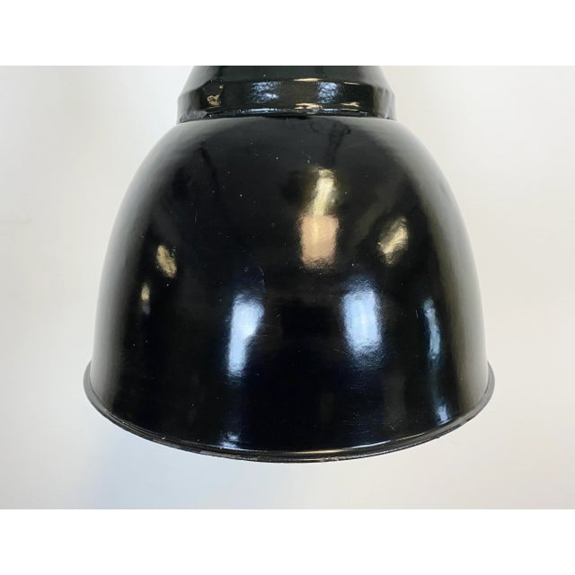 Industrial Bauhaus Black Enamel Pendant Lamp, 1930s For Sale - Image 4 of 12