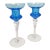 Set of Blue and Clear Crystal Tapered Candle Holders For Sale