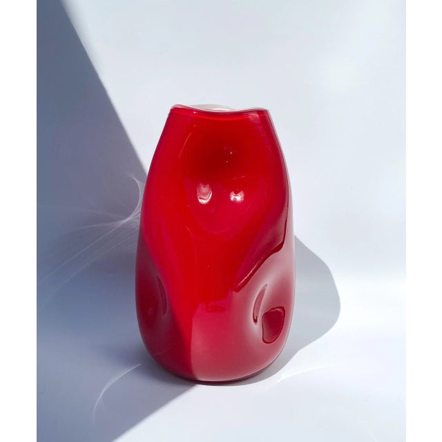 1960s Mid-Century Cased Glass Dimple Vase For Sale - Image 9 of 9