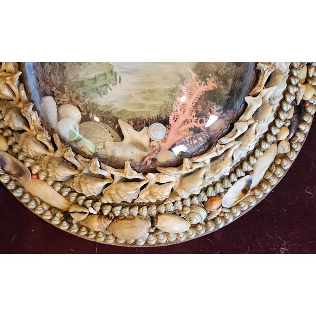 Traditional Edwardian Shellwork Valentine Diorama of a Lighthouse With Ship For Sale - Image 3 of 11