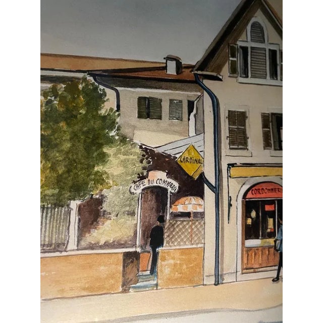 René Zwahlen, Petit Saconnex Place, Geneva, 1950s, Watercolor For Sale - Image 7 of 9