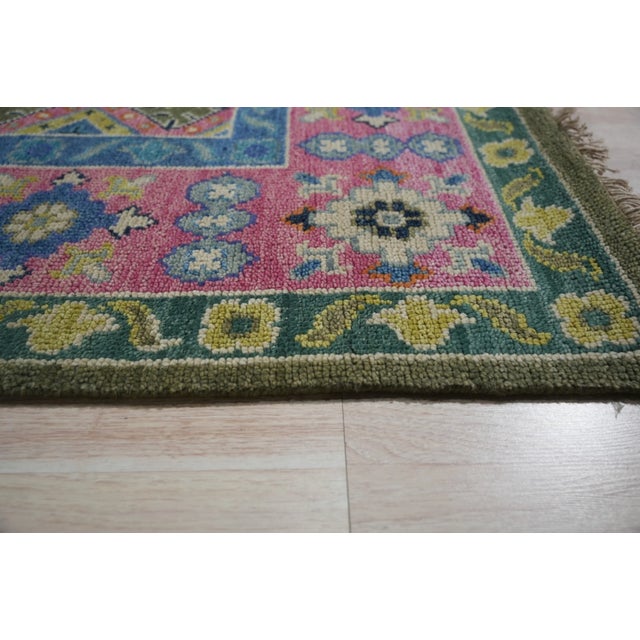 Contemporary 8x10 Penelope Kazak Green Geometric Modern Hand Knotted Wool Carpet Rug For Sale - Image 3 of 10