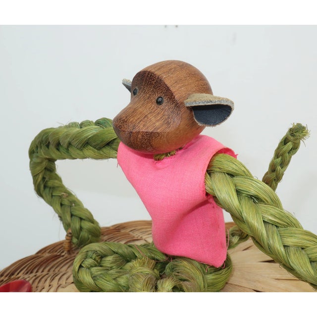 1960s Vintage Teak & Rope Monkey Basket For Sale - Image 5 of 13