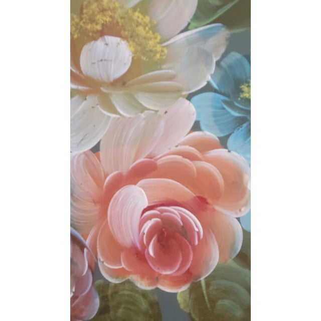 Vintage Hand Painted Olive Metal Tray For Sale In Dallas - Image 6 of 12