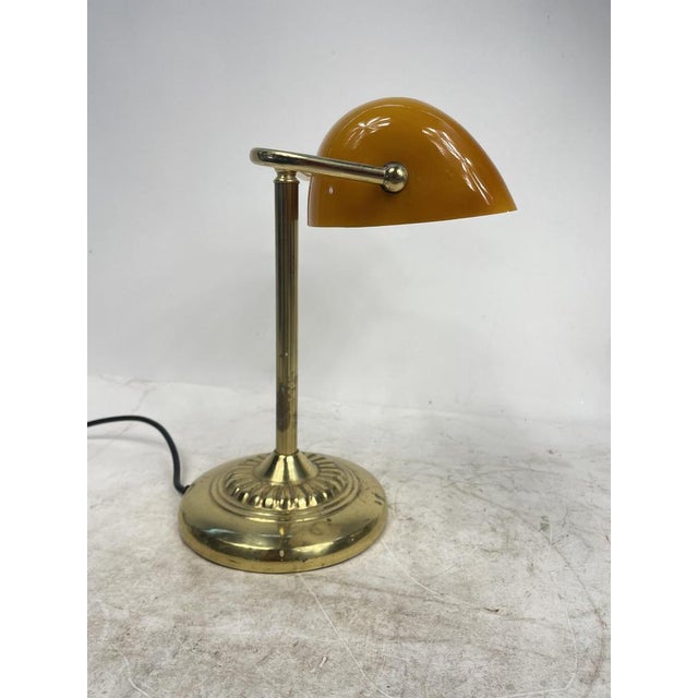 Mid-Century Modern Vintage Ministerial Lamp in Brass and Glass, 1950s For Sale - Image 3 of 12