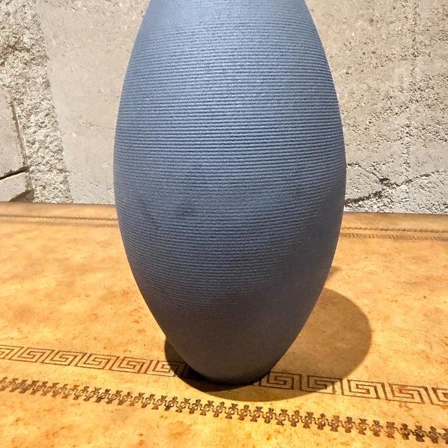 Contemporary Modernist Pottery Vase Dark Gray Horizontal Texture For Sale - Image 12 of 13