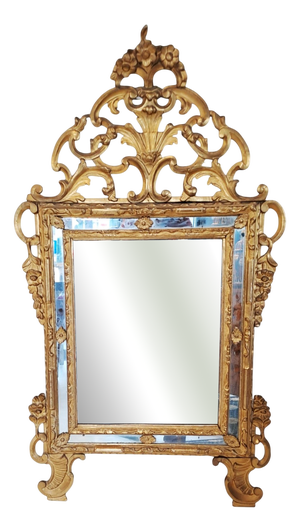 Gilded Wood Mirror, Piedmont, Italy, 18th Century