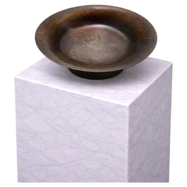 Gold Mid-Century Danish Kromo Bronze Bowl with Heron Motif, 1940s For Sale - Image 8 of 8