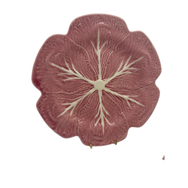 Traditional Bordallo Pinhiero Pink Cabbage Plates- Set of 2 Plates For Sale - Image 3 of 9
