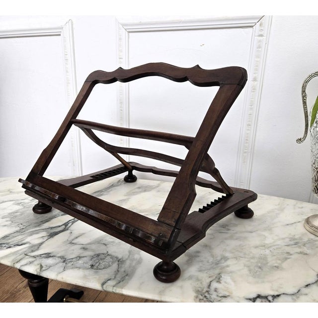 Brown Italian Decorated Adjustable Lectern Bookstand in Carved Wood, 1960s For Sale - Image 8 of 9
