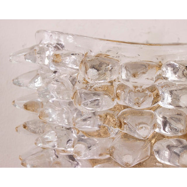 Large Clear Murano Glass Wall Lamps with Spikes and Gold Finish Frames, 1990s, Set of 2 For Sale - Image 11 of 13