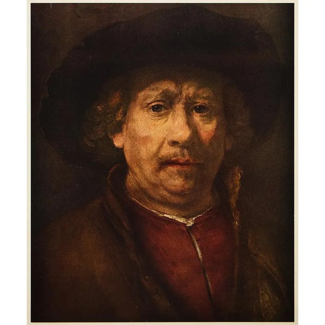 1954 After Rembrandt Van Rijn "Self-Portrait", Vintage Full-Color Print For Sale In Dallas - Image 6 of 8