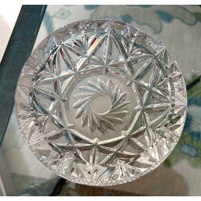 Glass Crystal Cut Pinwheel Ash Trays - A Pair For Sale - Image 7 of 10