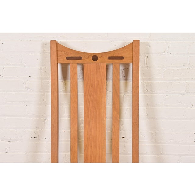 Stickley Style Mission Oak Arts & Crafts High Back Dining Chairs, Set of Four For Sale In South Bend - Image 6 of 12