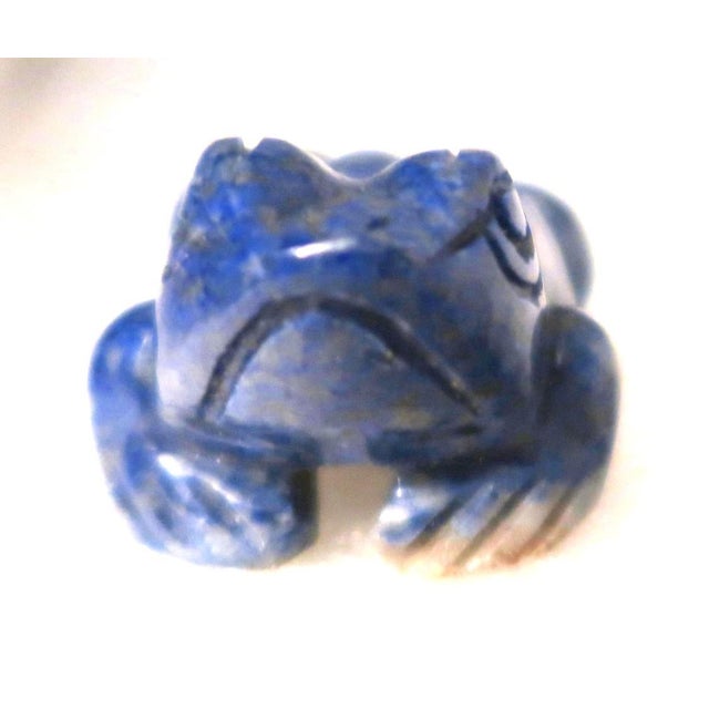 Figurative Miniature Well-Carved Frog of Lapiz Lazuli Stone - Frankie the Frog! For Sale - Image 3 of 17