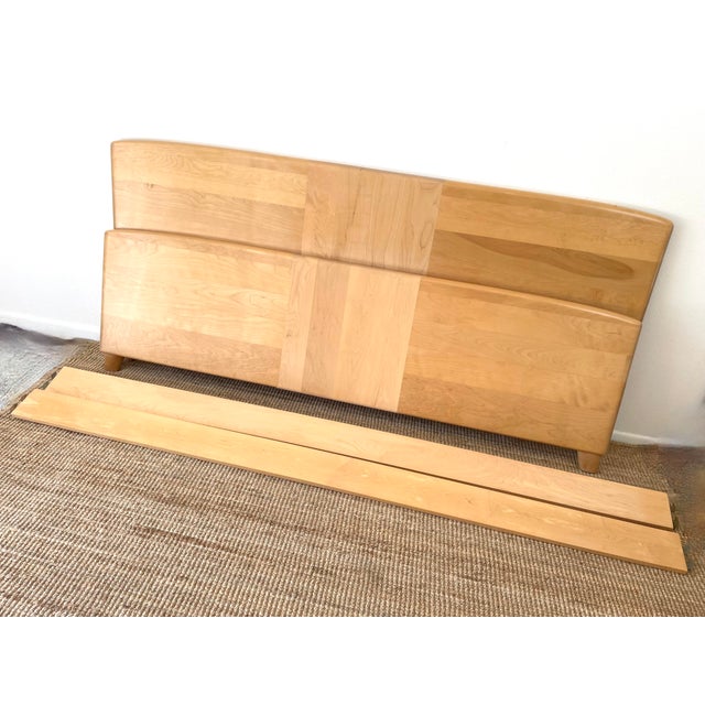 Tan Vintage Mid-Century Modern Heywood Wakefield Encore Style King Headboard & Footboard Bed Frame For Sale - Image 8 of 11