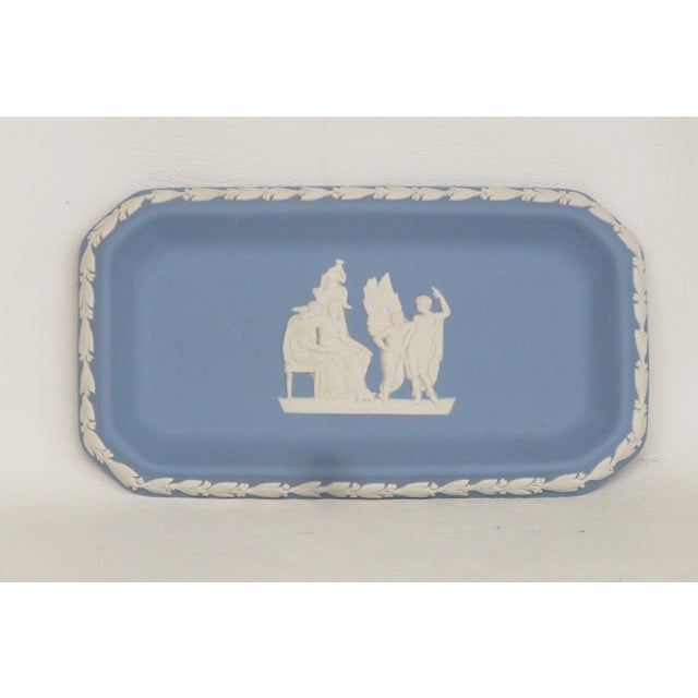 Wedgwood Wedgwood Jasperware Blue Tray Rectangular Trinket Pin Dish Plate British 4683b For Sale - Image 4 of 14