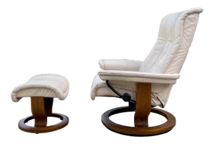Mid 20th Century Ekornes Norway Reclining Lounge Chair & Ottoman