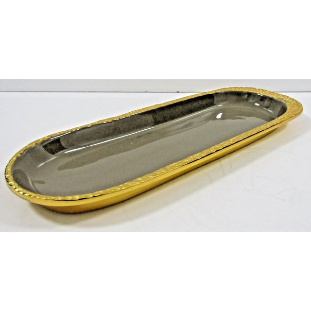 Metal 1990s Nima Oberoi Lunares Cosmos Long Tray Enamel and Gold Plated For Sale - Image 7 of 11