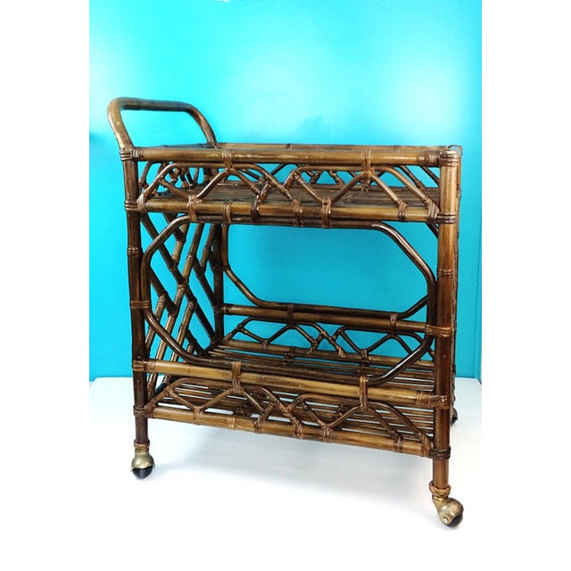 Mid Century Bamboo Rattan Bar Serving Cart Chairish