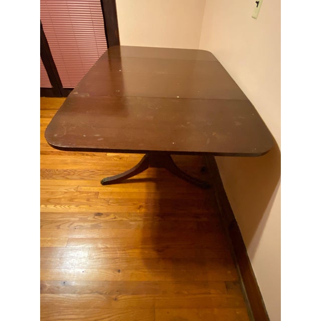 Vintage Brown Wood Versatile Drop Leaf Double Pedestal Dining Table For Sale - Image 10 of 18