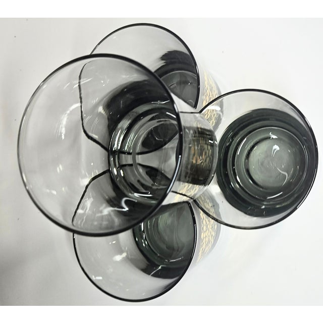 Gold Mid 20th Century Mid-Century Modern Smoke and Gold Atomic Double Old Fashioned Glasses- Set of Four For Sale - Image 8 of 10