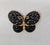 Mid-Century Modern Vintage 1960s Signed Napier Goldtone Carved Faux-Onyx Butterfly Brooch For Sale - Image 3 of 8