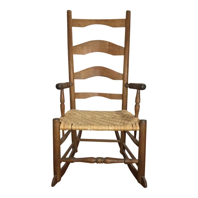 Farmhouse Rocking Chair With Rush Weave Seat Chairish