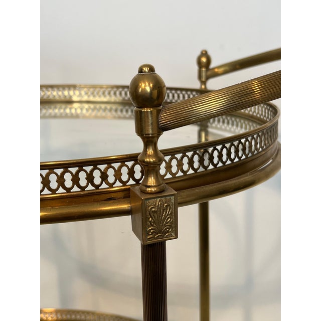Brass 1940s Oval brass bar cart from Maison Jansen, Attributed For Sale - Image 8 of 12