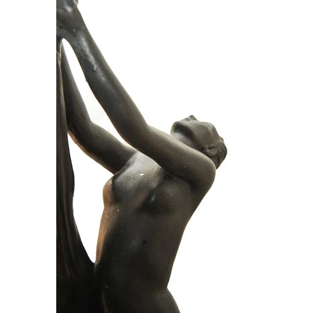 Metal Art Deco Ebonized Plaster Nude Feminine Form Table Lamps, 1930s, Set of 2 For Sale - Image 7 of 12