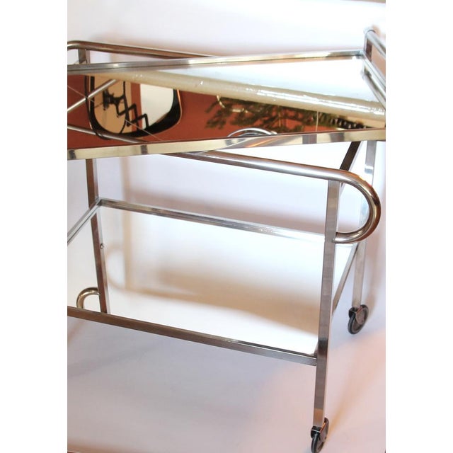 French Art Deco Bar Trolley attributed to Jacques Adnet, 1930s For Sale - Image 3 of 14