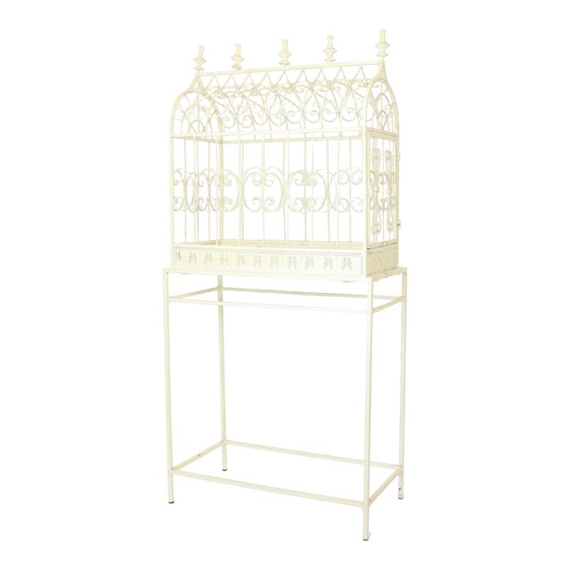 Vintage Decorative Terrarium / Bird Cage on Stand For Sale