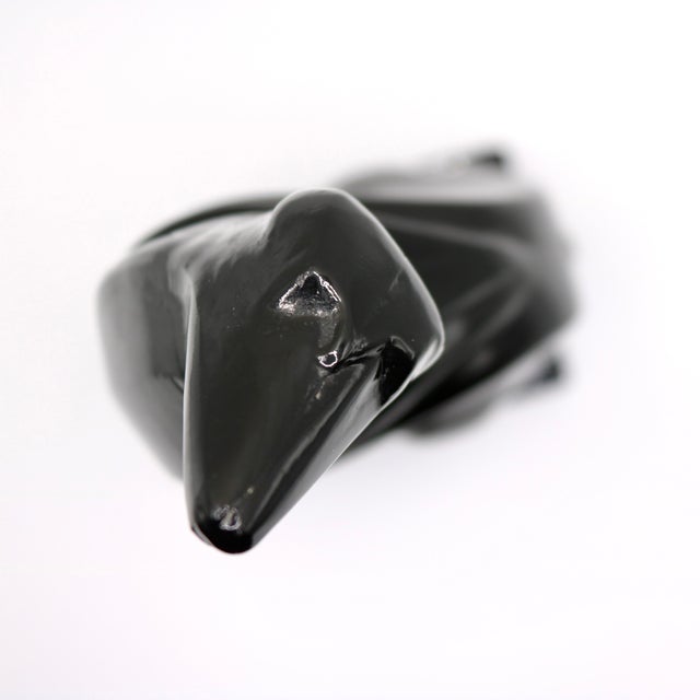 Black Art Deco Style Patinated Cast Metal Howling Wolf Sculpture For Sale - Image 8 of 12