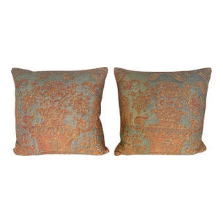 Rare Pair of Vintage Quilted Fortuny Textile Pillows For Sale