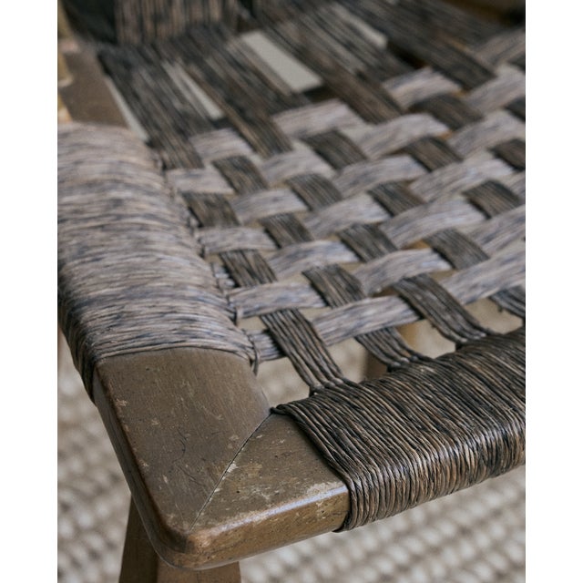 Edmond J. Spence Pair of Vintage, Edmond Spence Rush and Mahogany Chairs, Mexico 1950s For Sale - Image 4 of 18