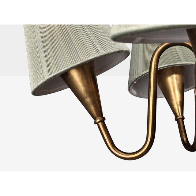 1950s Swedish Modern, Five Arm Chandelier, Patinated Brass For Sale - Image 12 of 13
