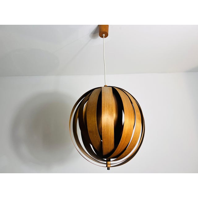 Mid 20th Century Mid-Century Wooden Pendant Lamp by Hans-Agne Jakobsson, Sweden, 1960s For Sale - Image 5 of 12