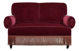 Danish 2-Seater Drop Arm and Back Sofa in Cherry-Red Velour, 1950s