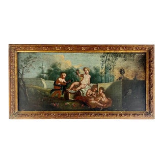 19th Century Continental Oil on Canvas With Putti in Giltwood Frame For Sale