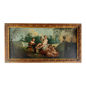 19th Century Continental Oil on Canvas With Putti in Giltwood Frame